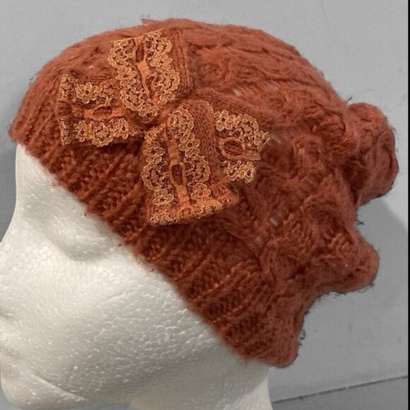 EDC Pink Beanie with Lace Bow - Picture 1 of 9